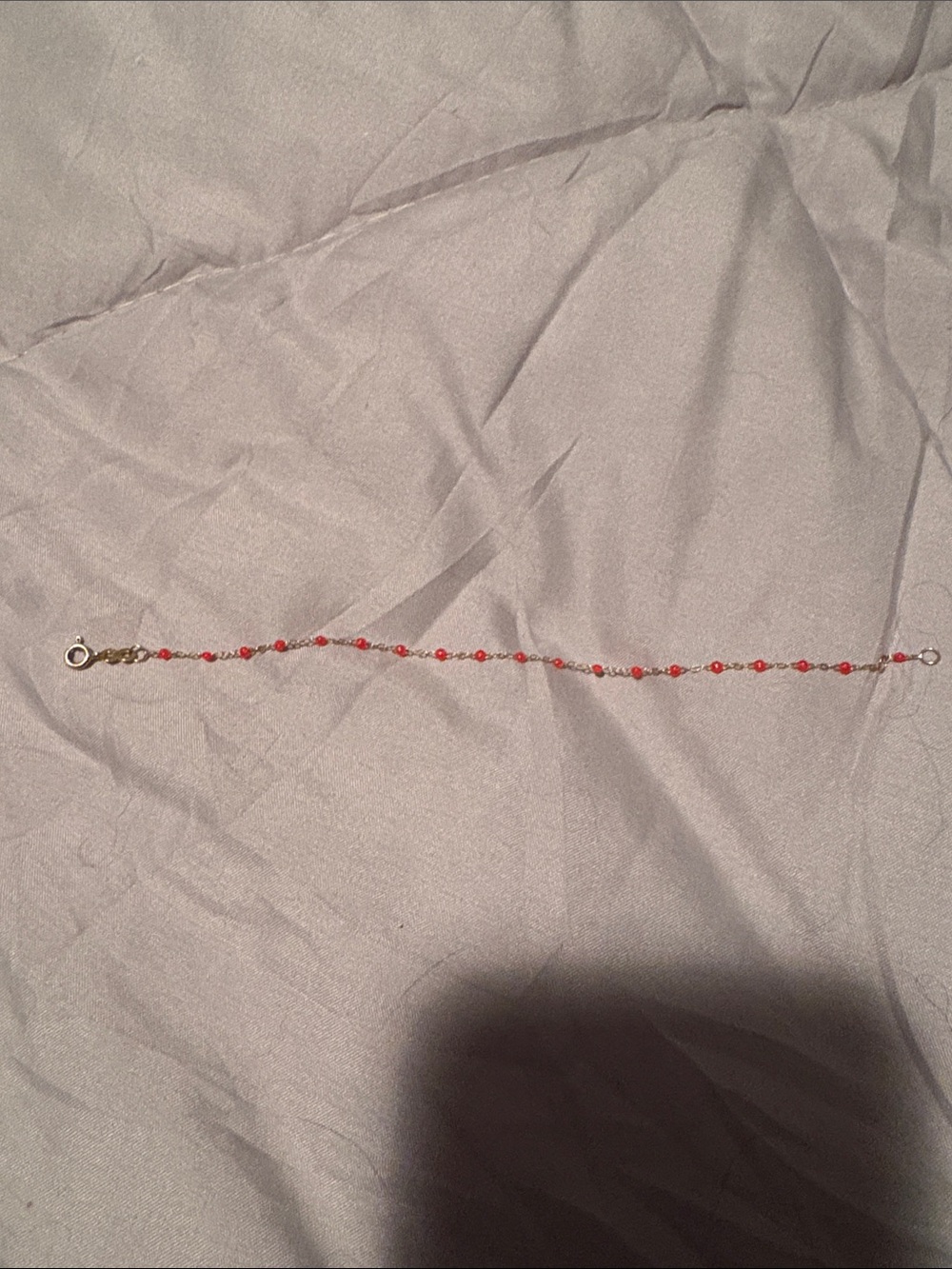Fine Red Bead Chain Bracelet with Gold Accents - Women Jewelry